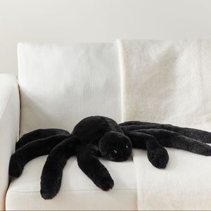 Pottery Barn Sammy Faux Fur Spider 🕷️ Shaped Pillow with Jewel Eyes BNWT